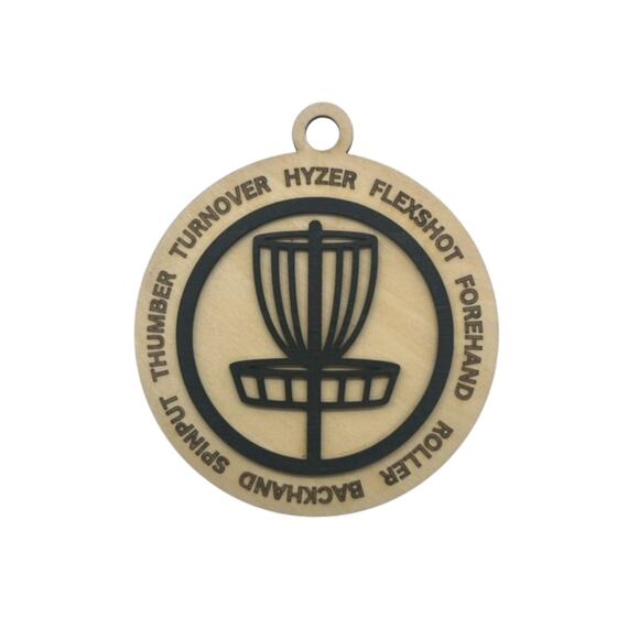 DISC GOLF Basket Hyzer Backhand Christmas 2 Layer Ornament Discgolfer Gift - Picture 4 of 4